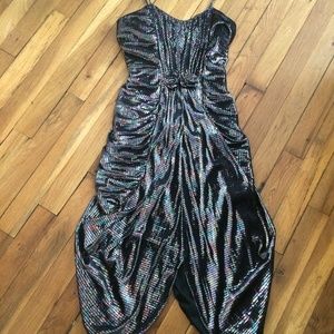 Vintage 1980s metallic ruched disco dress